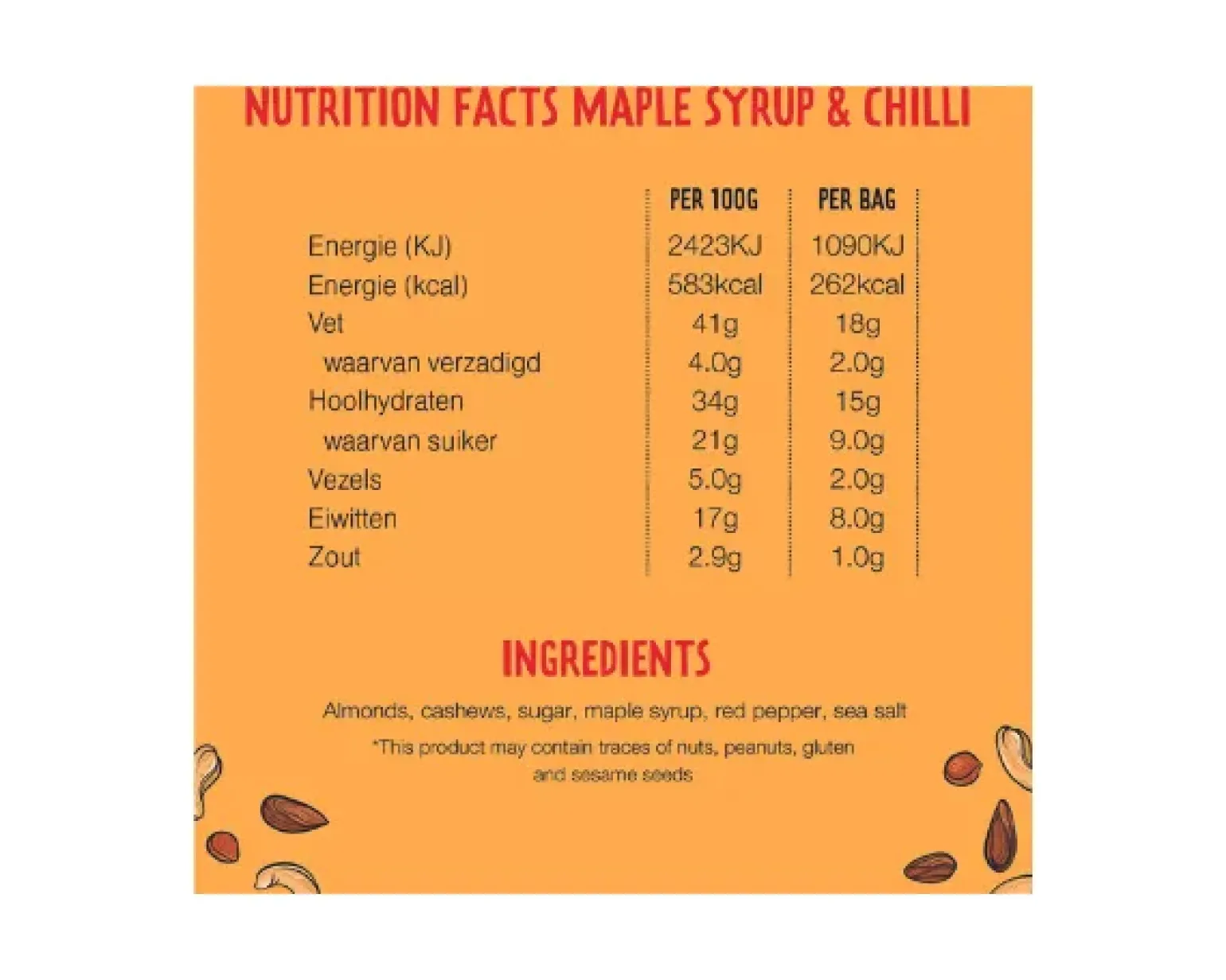 John Altman Mixed Nuts Maple Syrup Chilli Zakje (12x45gr)