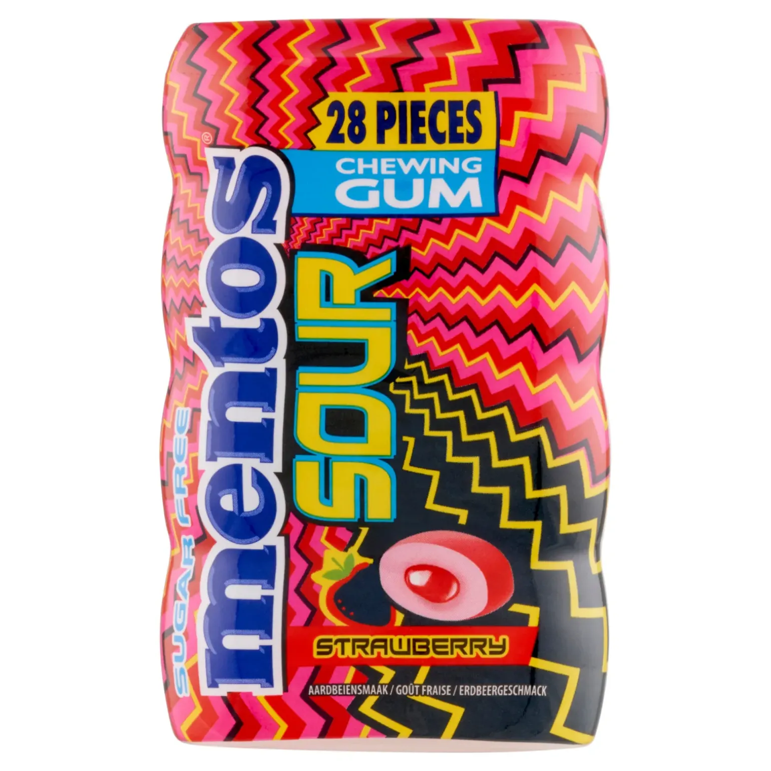 Mentos Kauwgom Sour Strawberry Pot (10x 28 stuks)
