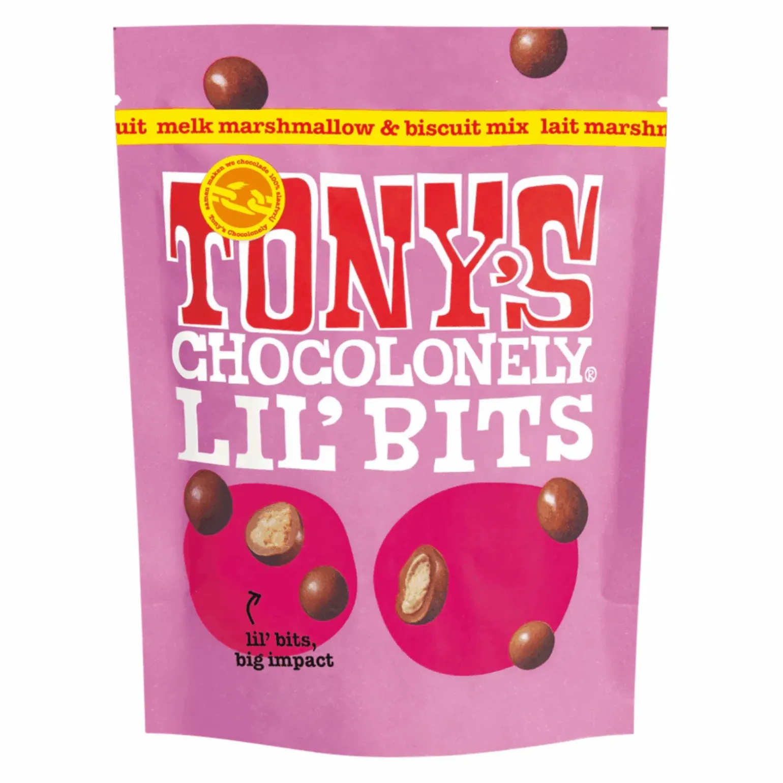 Tony’s Chocolonely Lil’ Bits Melk Marshmallow & Biscuit (8x 150gr)